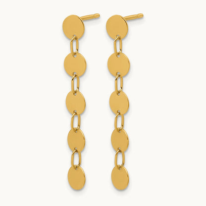 Polished Circle Disk Dangle Post Earrings, 14K — Leslie's