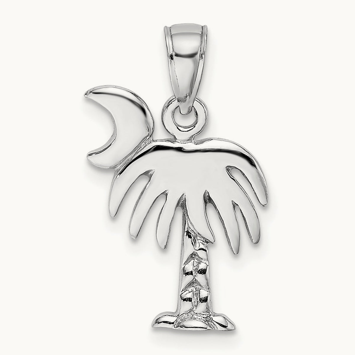 Polished Charleston Palm Tree Charm — 14K White Gold