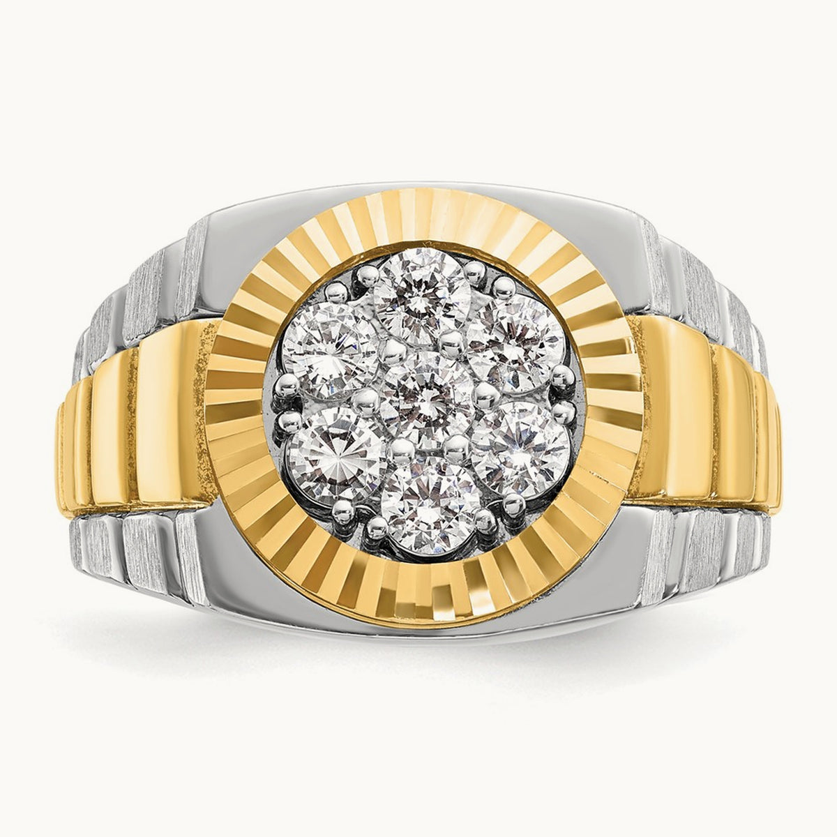 IBGoodman Men's Polished Satin & Textured Diamond Ring, 14K Two-tone