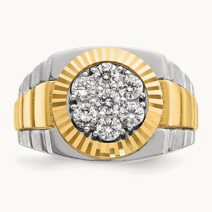 IBGoodman Men's Polished Satin & Textured Diamond Ring, 14K Two-tone