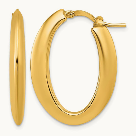Polished Oval Hoop Earrings — 30.35mm