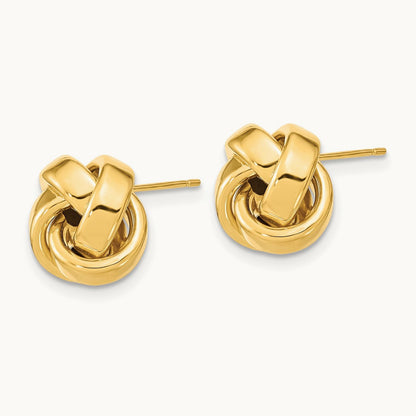 Polished Love Knot Post Earrings — 14K Yellow Gold
