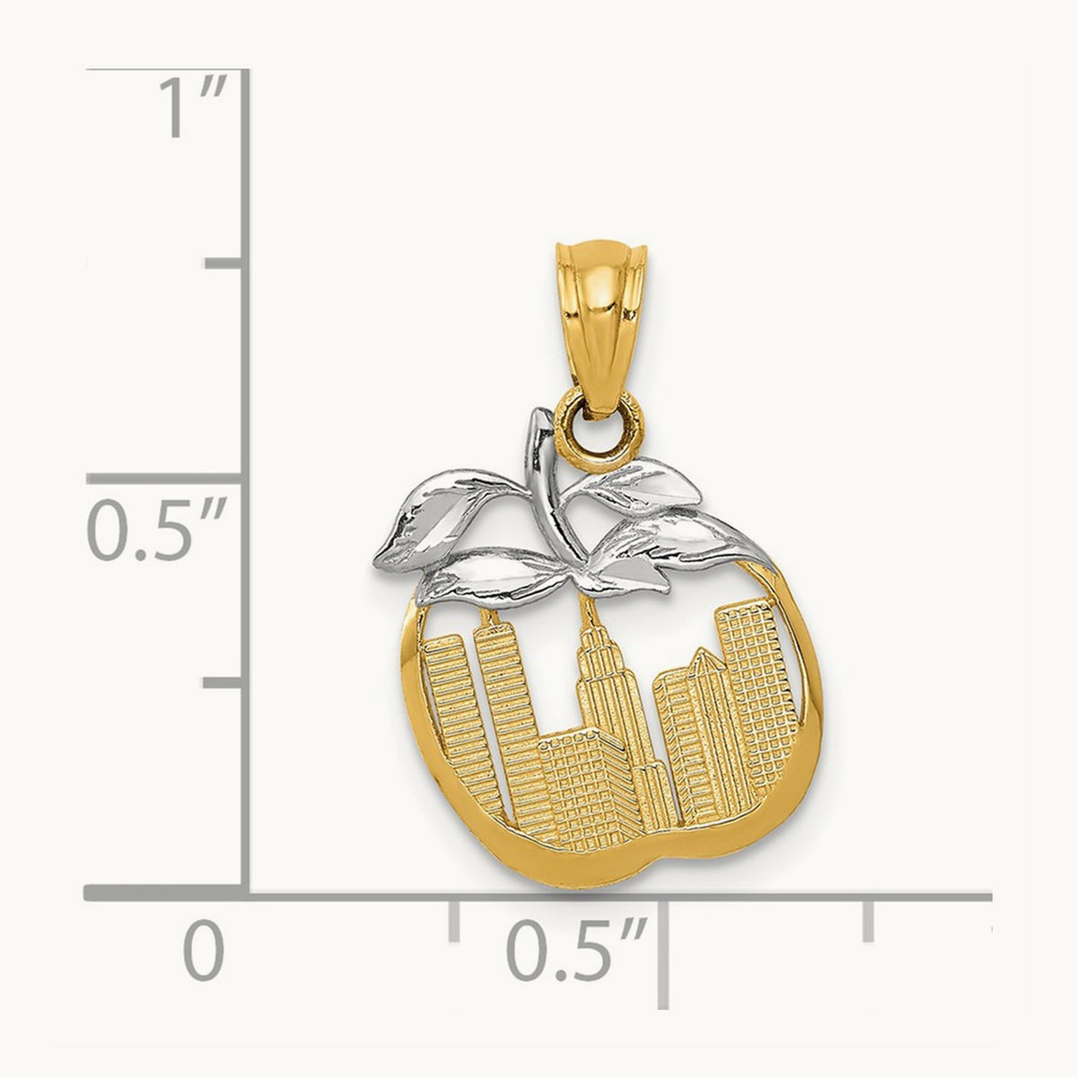 Cut-out New York Skyline in Apple Pendant, 14K with White Rhodium