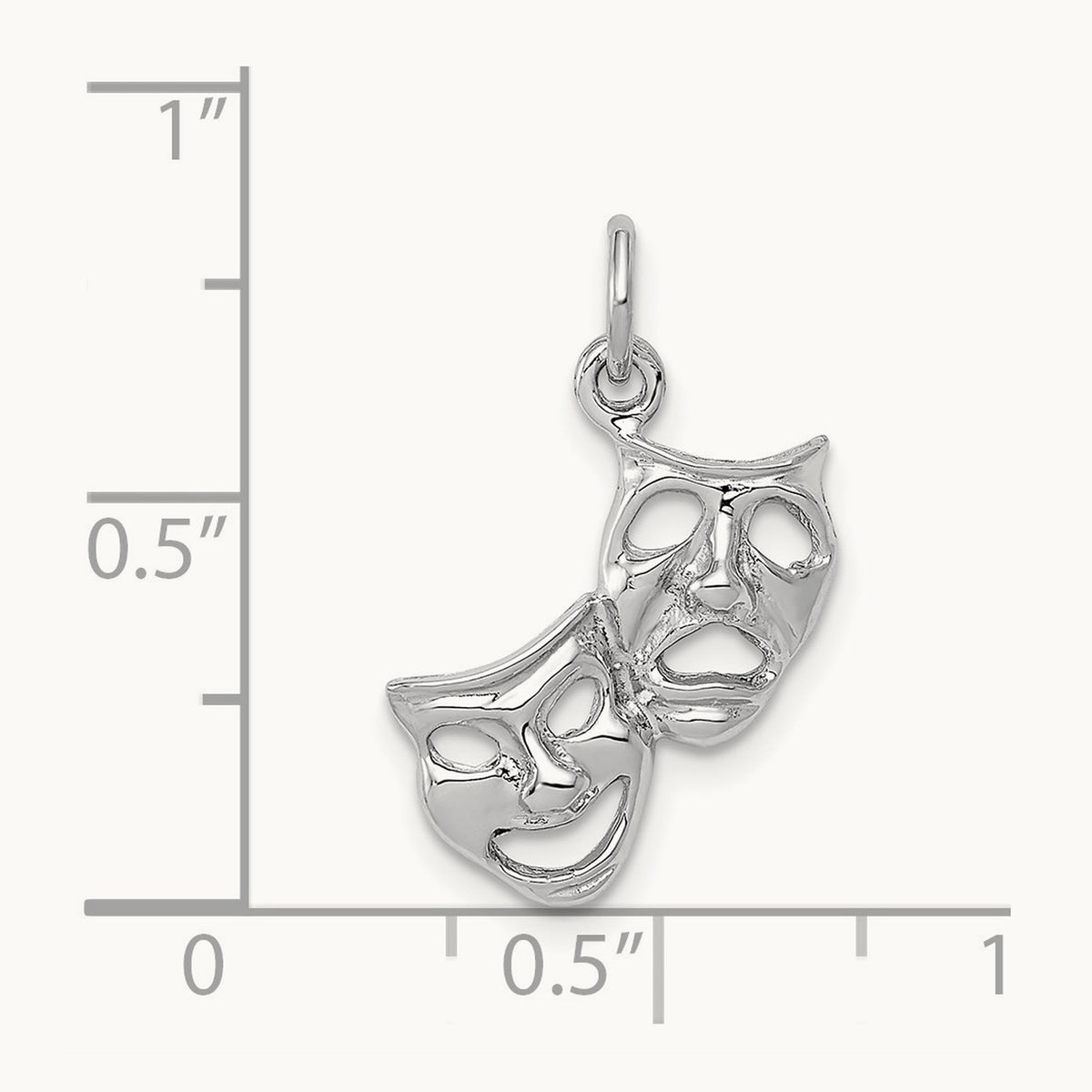 Polished Open-Backed Comedy/Tragedy Charm, 14K White Gold