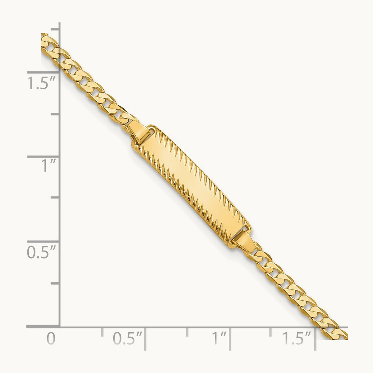 Curb Link Diamond Cut ID Bracelet, 14K