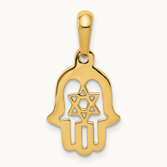 Star of David Chamseh Pendant — 14K Yellow Gold