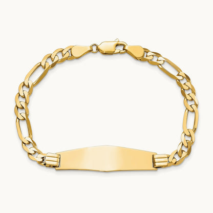 Flat Figaro Link Soft Diamond Shape ID Bracelet, 14K