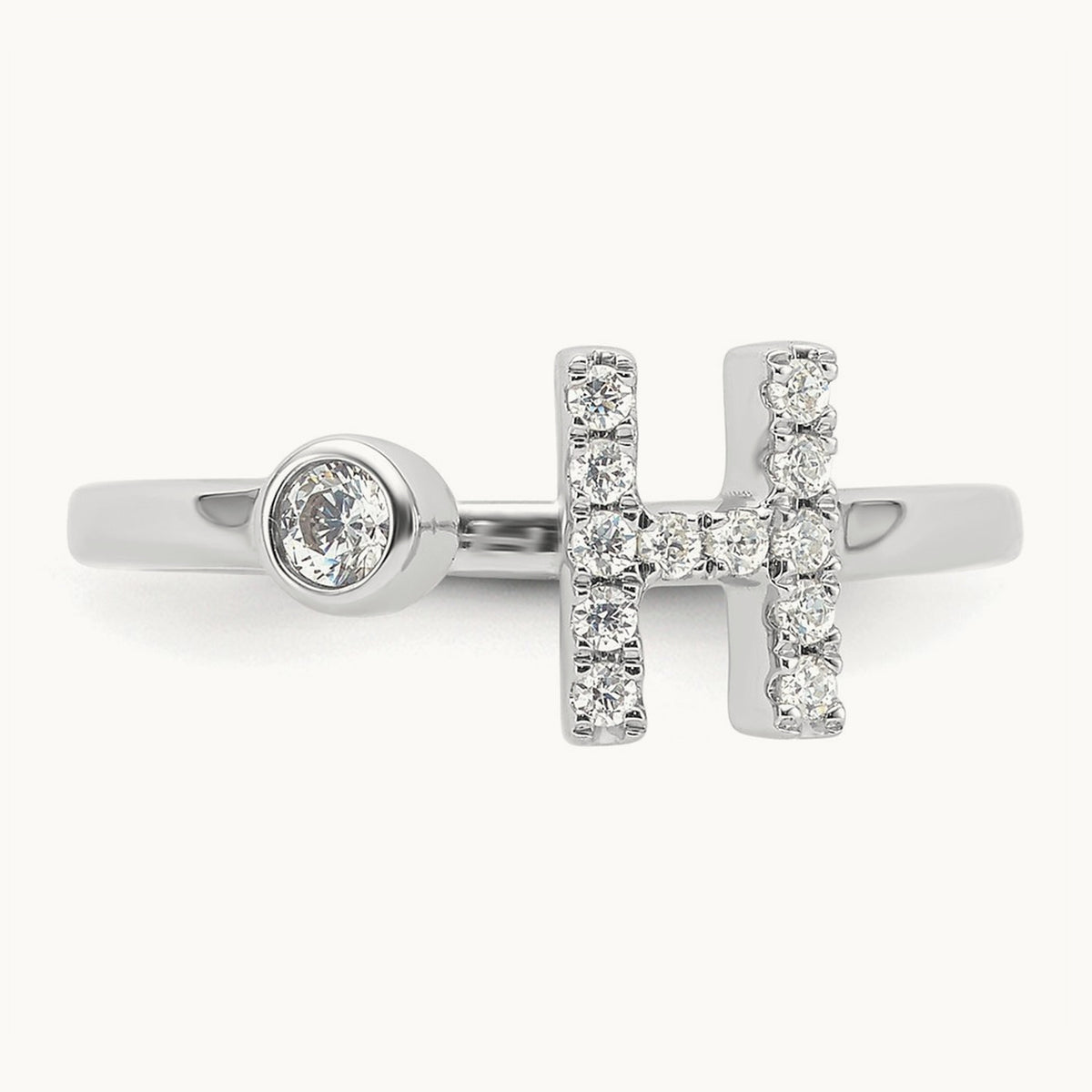 Initial H Adjustable Ring, 0.20 ct tw Lab-Grown Diamond