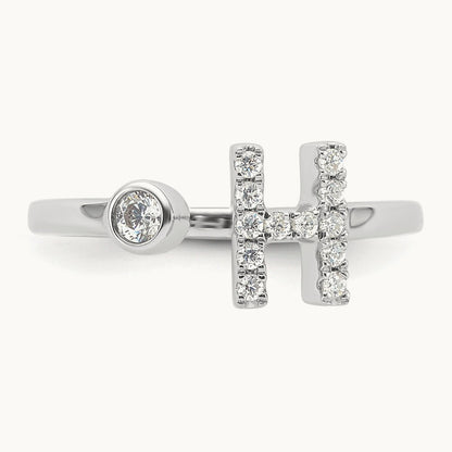Initial H Adjustable Ring, 0.20 ct tw Lab-Grown Diamond