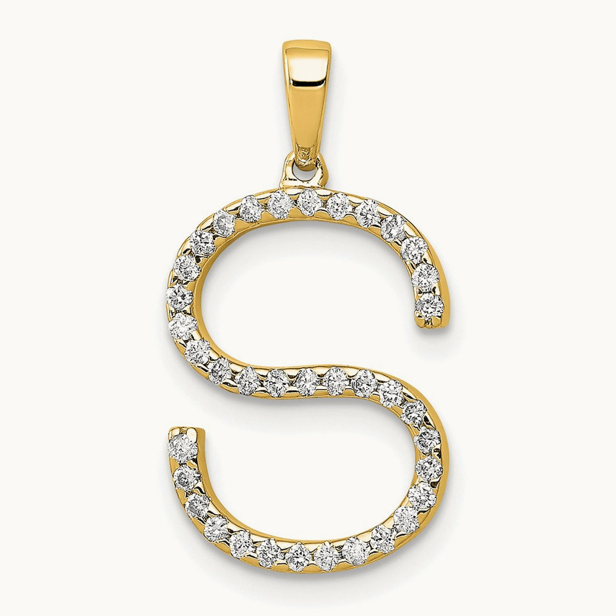 Diamond Letter S Initial Pendant, 14K