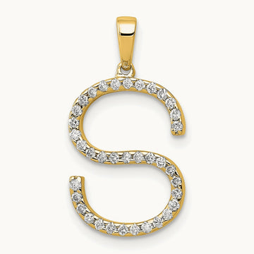 Diamond Letter S Initial Pendant, 14K