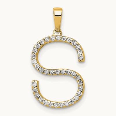 Diamond Letter S Initial Pendant, 14K