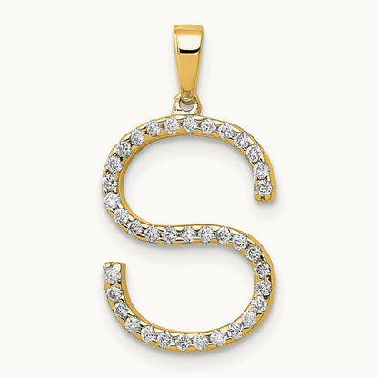 Diamond Letter S Initial Pendant, 14K