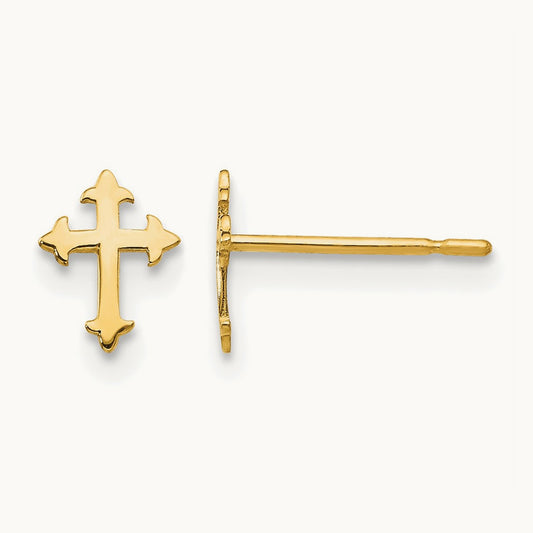 Madi K Children's Cross Post Earrings, 14K