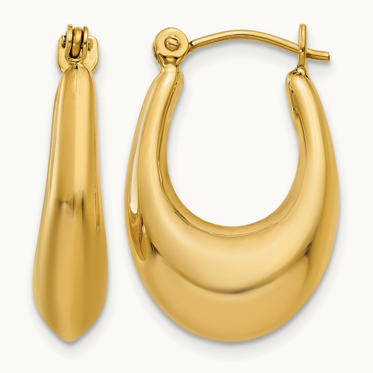Polished Hoop Earrings, 14K