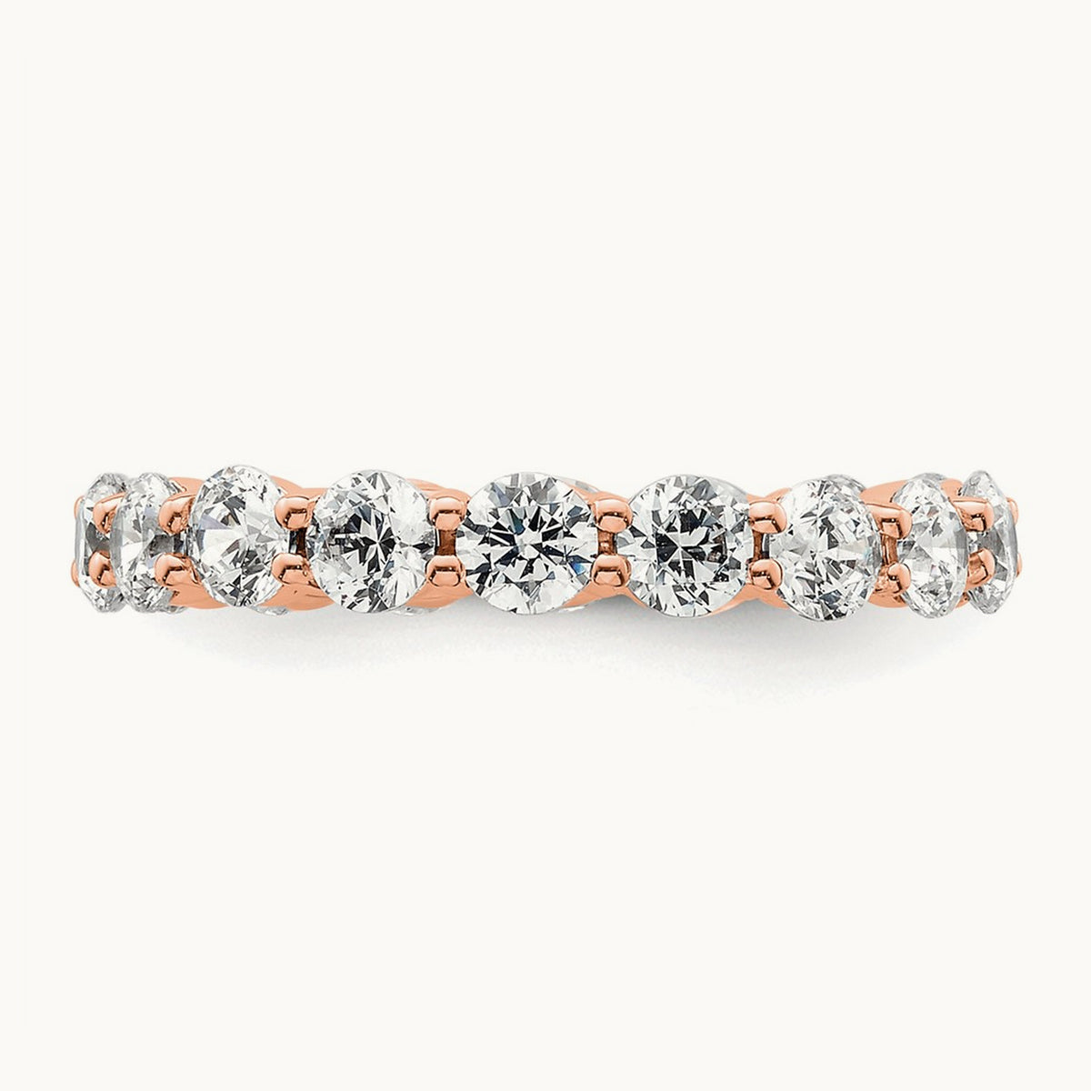 Polished Shared Prong Diamond Eternity Band — 14K Rose Gold, 1.86 ct, 5.5