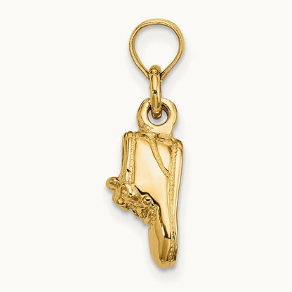 3-D Moveable Baby Booties Charm, 14K