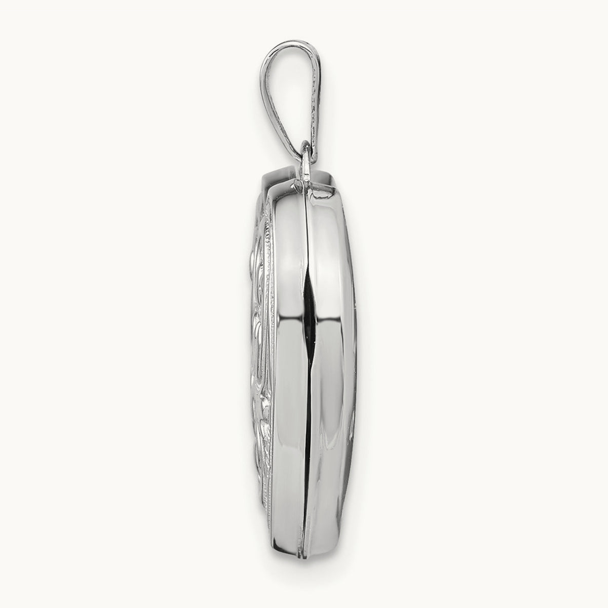 Scrolled LOVE YOU ALWAYS Heart Locket — 14K White Gold, 24.15mm