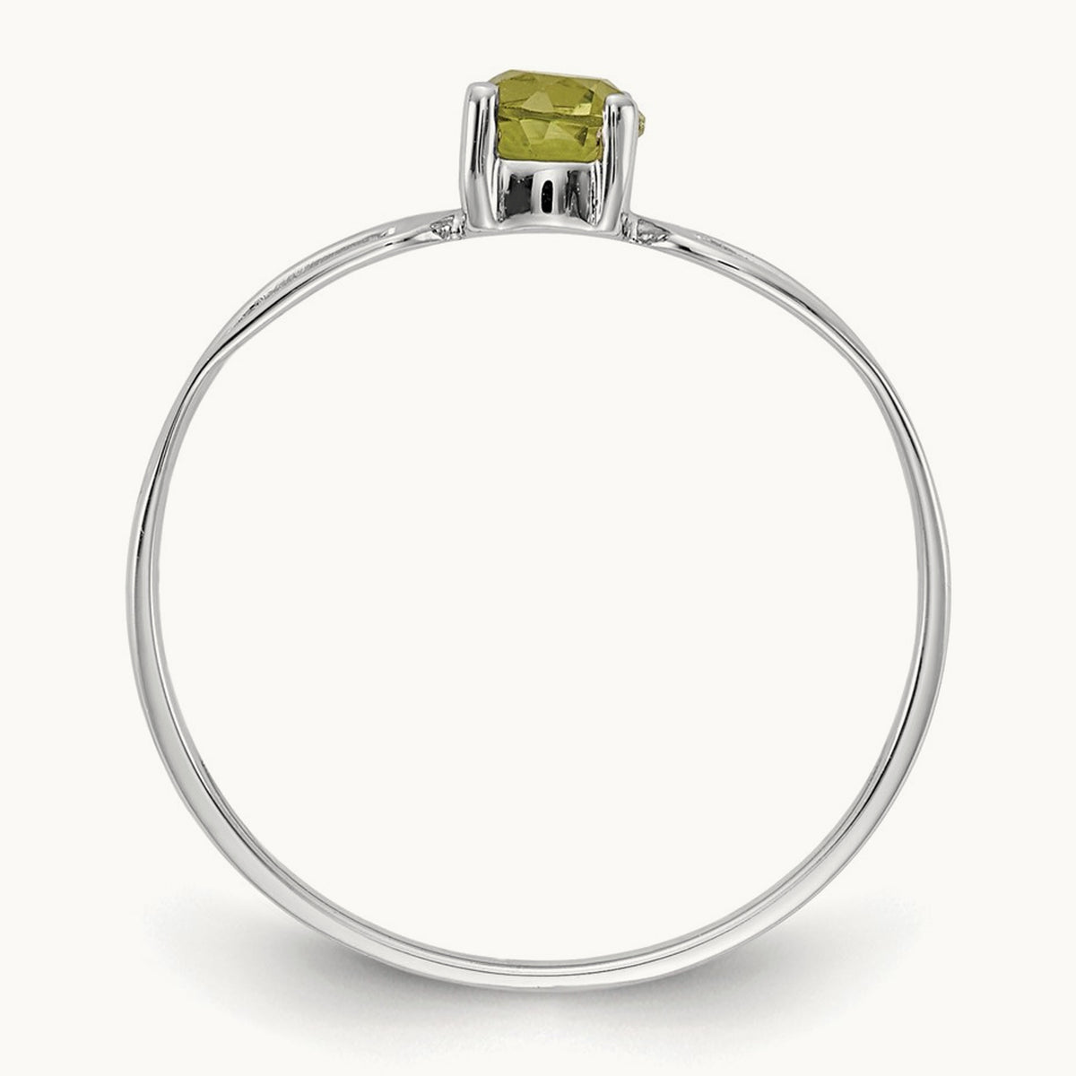 Peridot Ring — 14K White Gold
