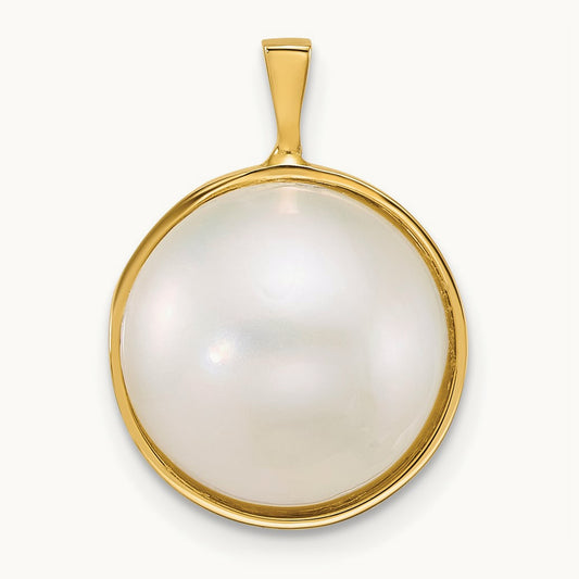 12- Saltwater Cultured Mabe Pearl Pendant, 13mm, 14K