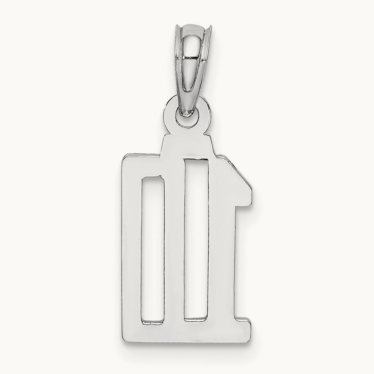 Polished Number 10 Pendant — 14K White Gold