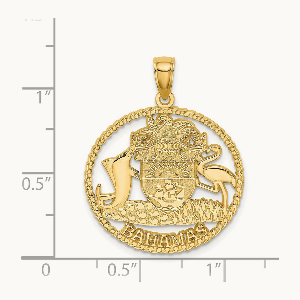 BAHAMAS Crest In Textured Frame Charm, 14K