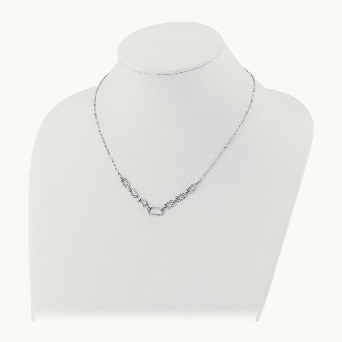 Fashion Link Necklace, 1.00 ct tw Lab-Grown Diamond — 14K White Gold
