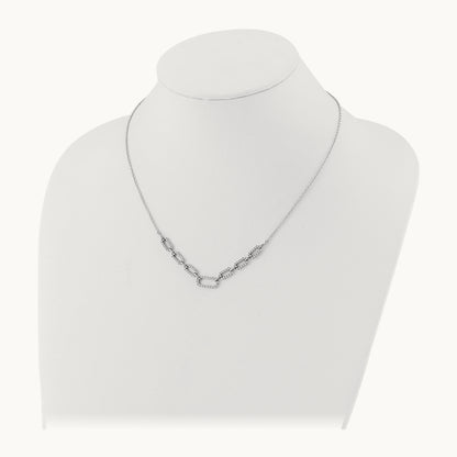 Fashion Link Necklace, 1.00 ct tw Lab-Grown Diamond — 14K White Gold