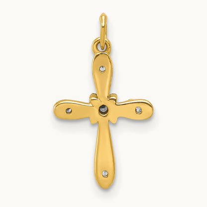 .03ct. Diamond Cross Charm, 14K with Rhodium