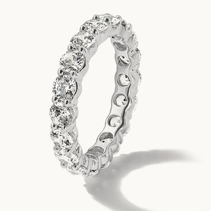 Polished U Shared Prong 3ct Diamond Eternity Band, 14K Gold in 14K White Gold