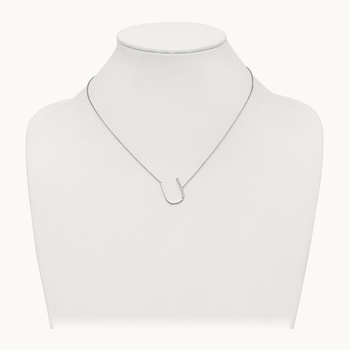 Sideways Diamond Necklace — 14K White Gold, U