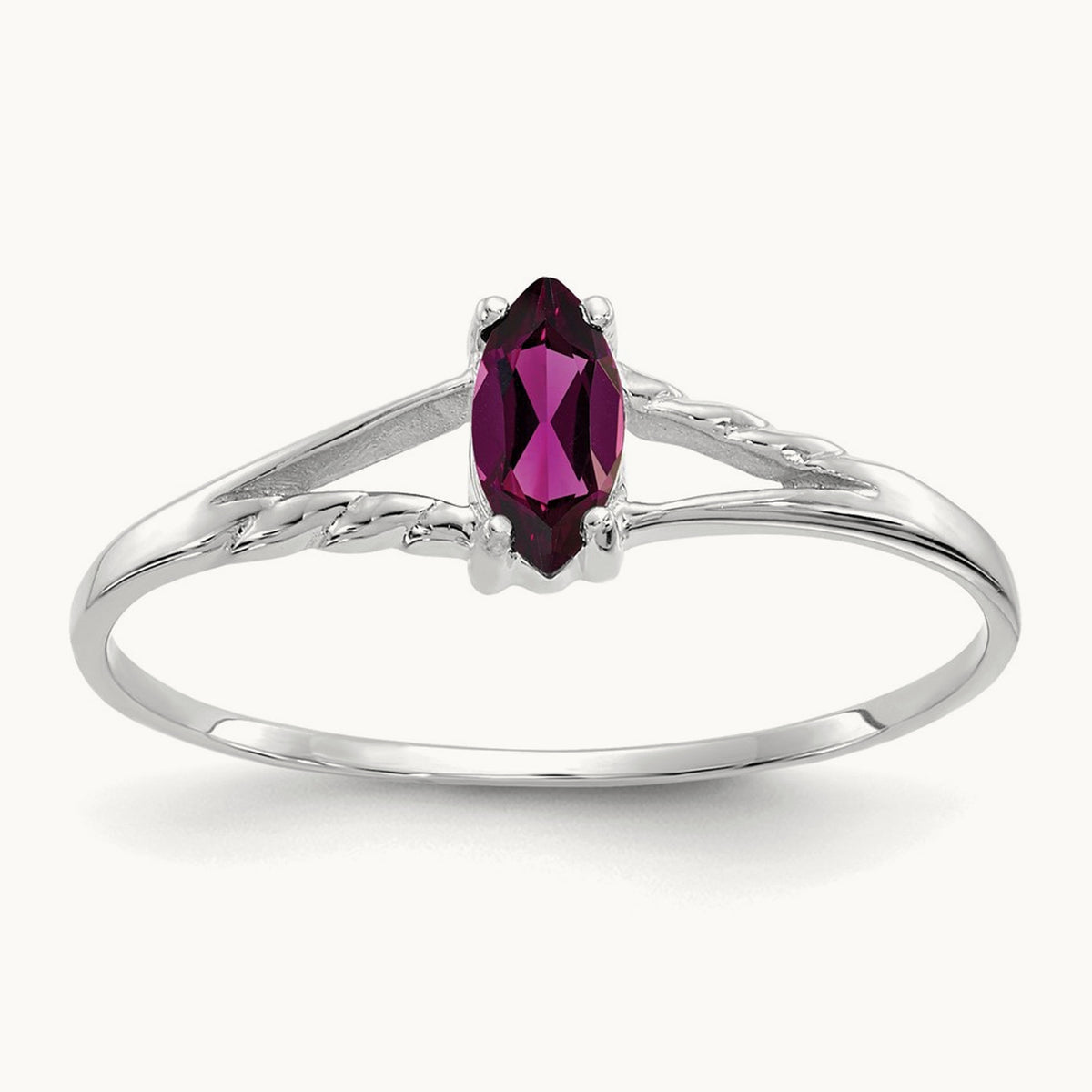 Rhodolite Garnet Birthstone Ring, 14K White Gold