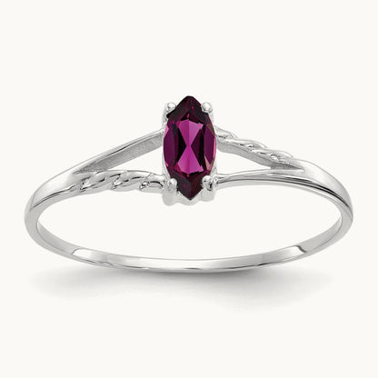 Rhodolite Garnet Birthstone Ring, 14K White Gold
