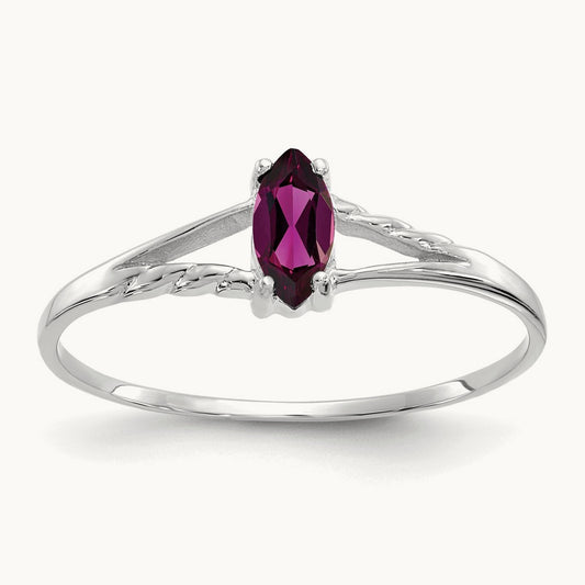 Rhodolite Garnet Birthstone Ring, 14K White Gold