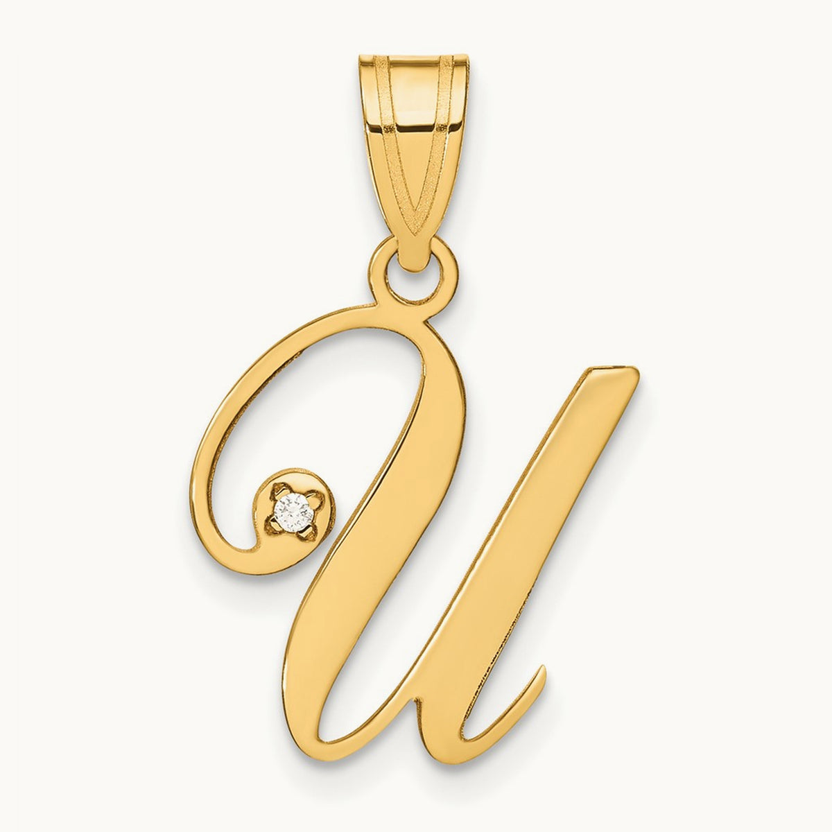 Script Initial Pendant with Diamond — U