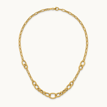 Polished and Textured Fancy Link 17.25in Necklace, 14K