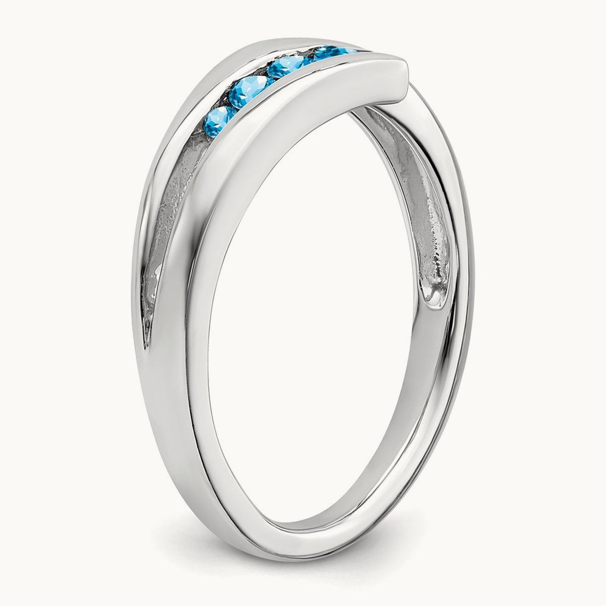Blue Topaz 4-stone Ring — 14K White Gold, 7