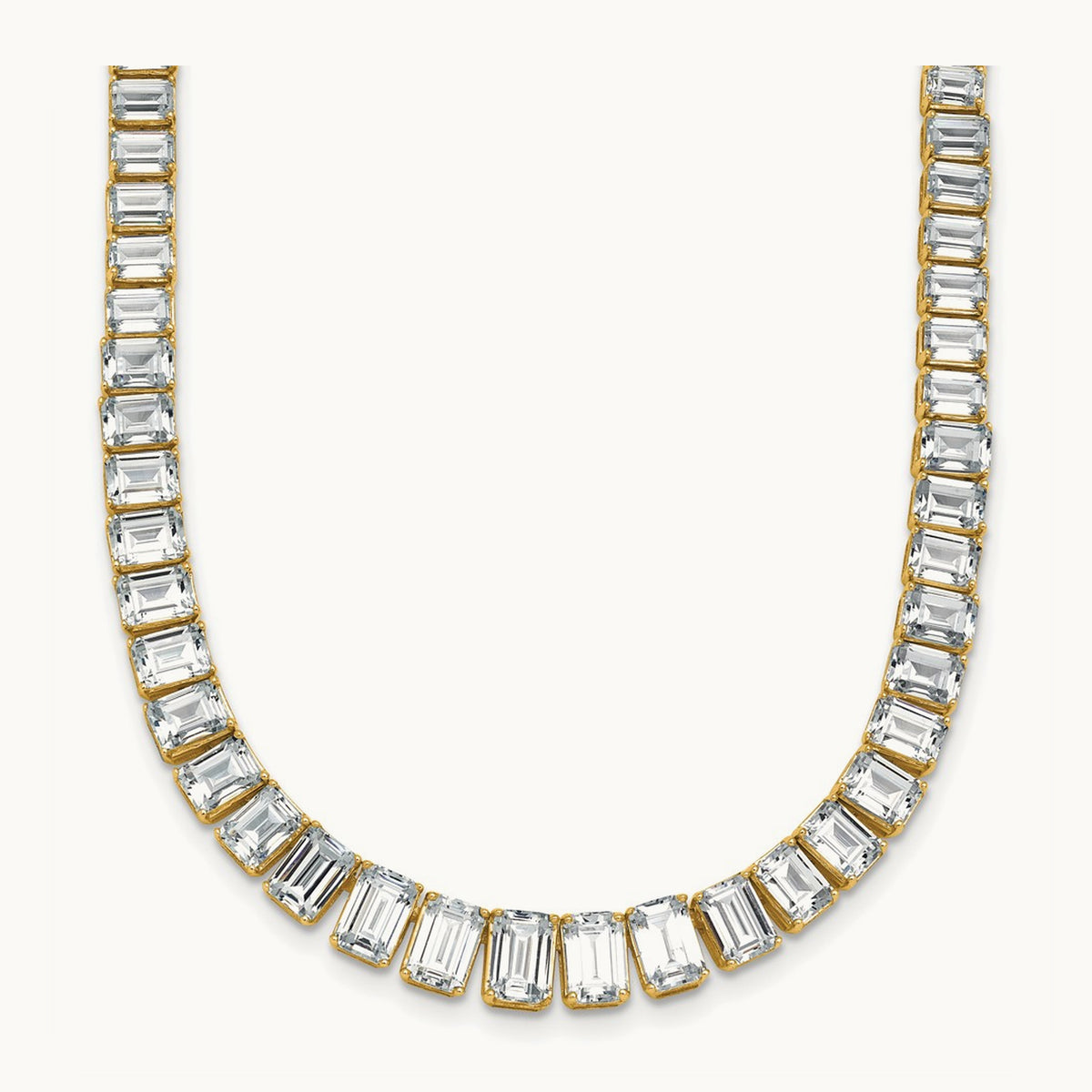 Emerald Graduated Tennis Necklace, 29.25 ct tw Lab-Grown Diamond
