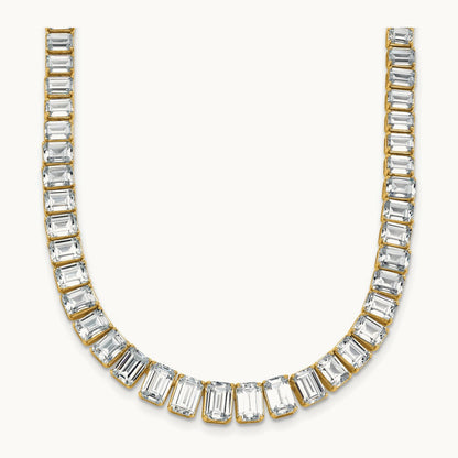 Emerald Graduated Tennis Necklace, 29.25 ct tw Lab-Grown Diamond