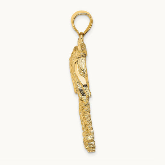 2-D Double Palm Trees Charm, 14K