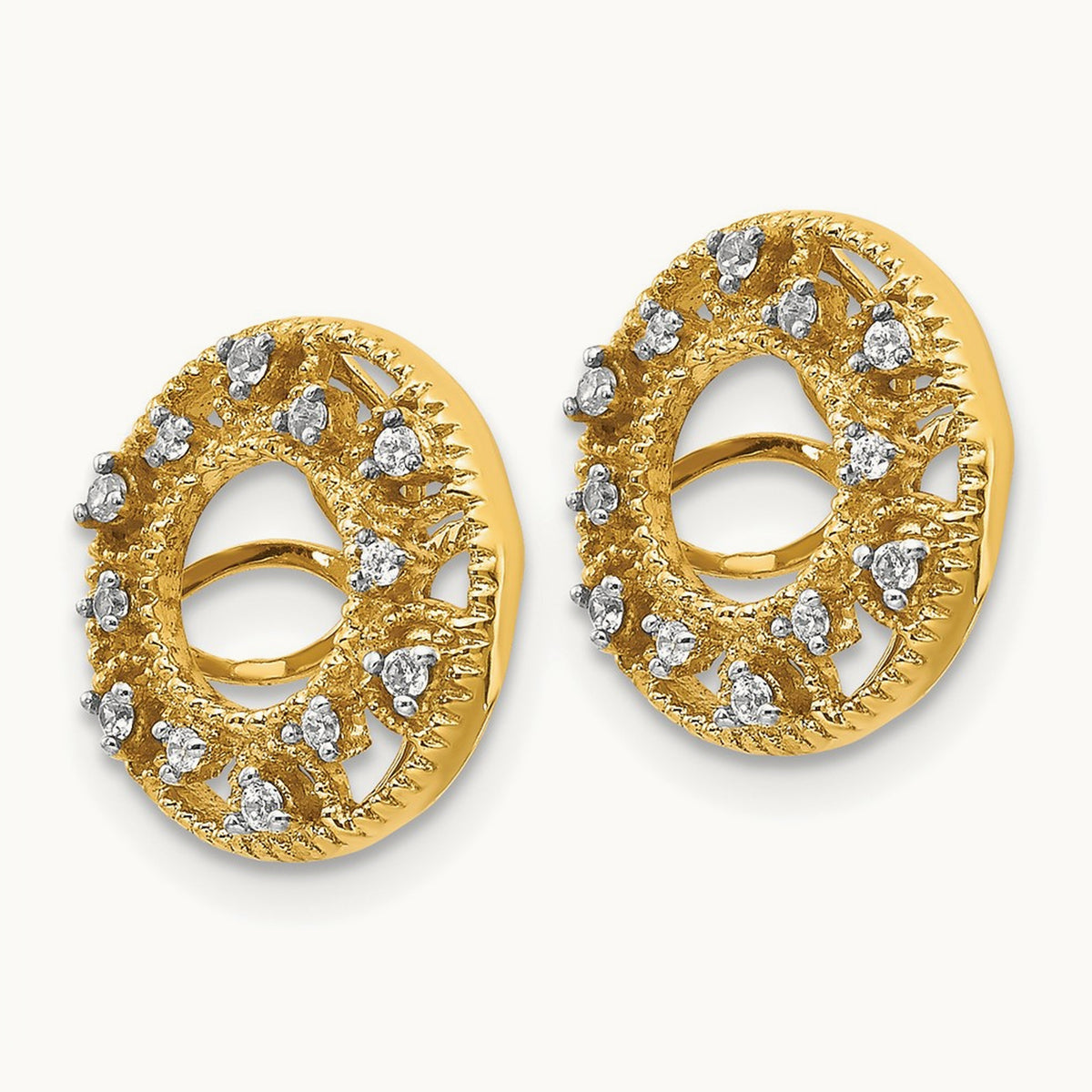 Fancy Diamond Earring Jackets — 14K Yellow Gold, 12mm