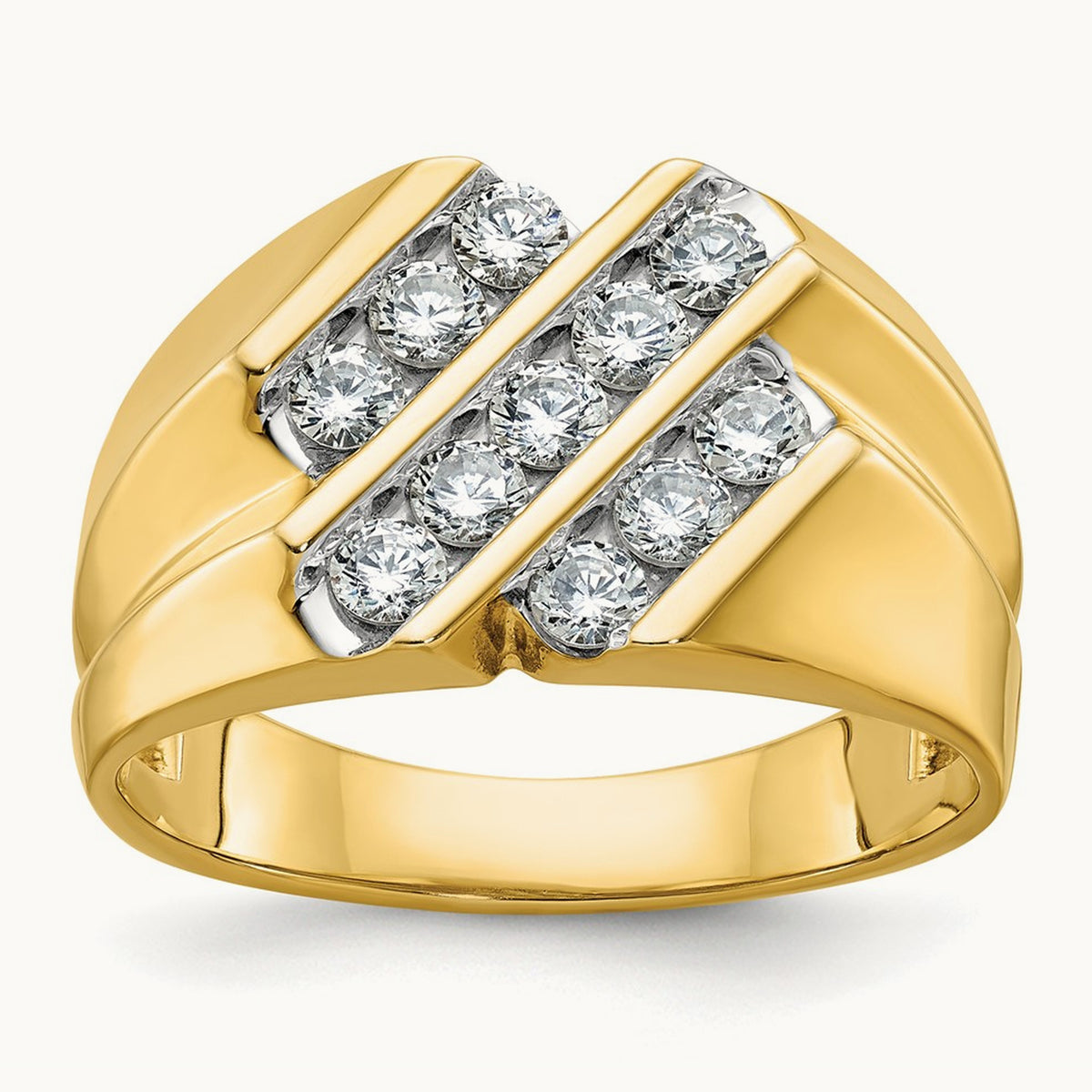 IBGoodman Men's Polished & Grooved 3/4ct Diamond Ring, 14K