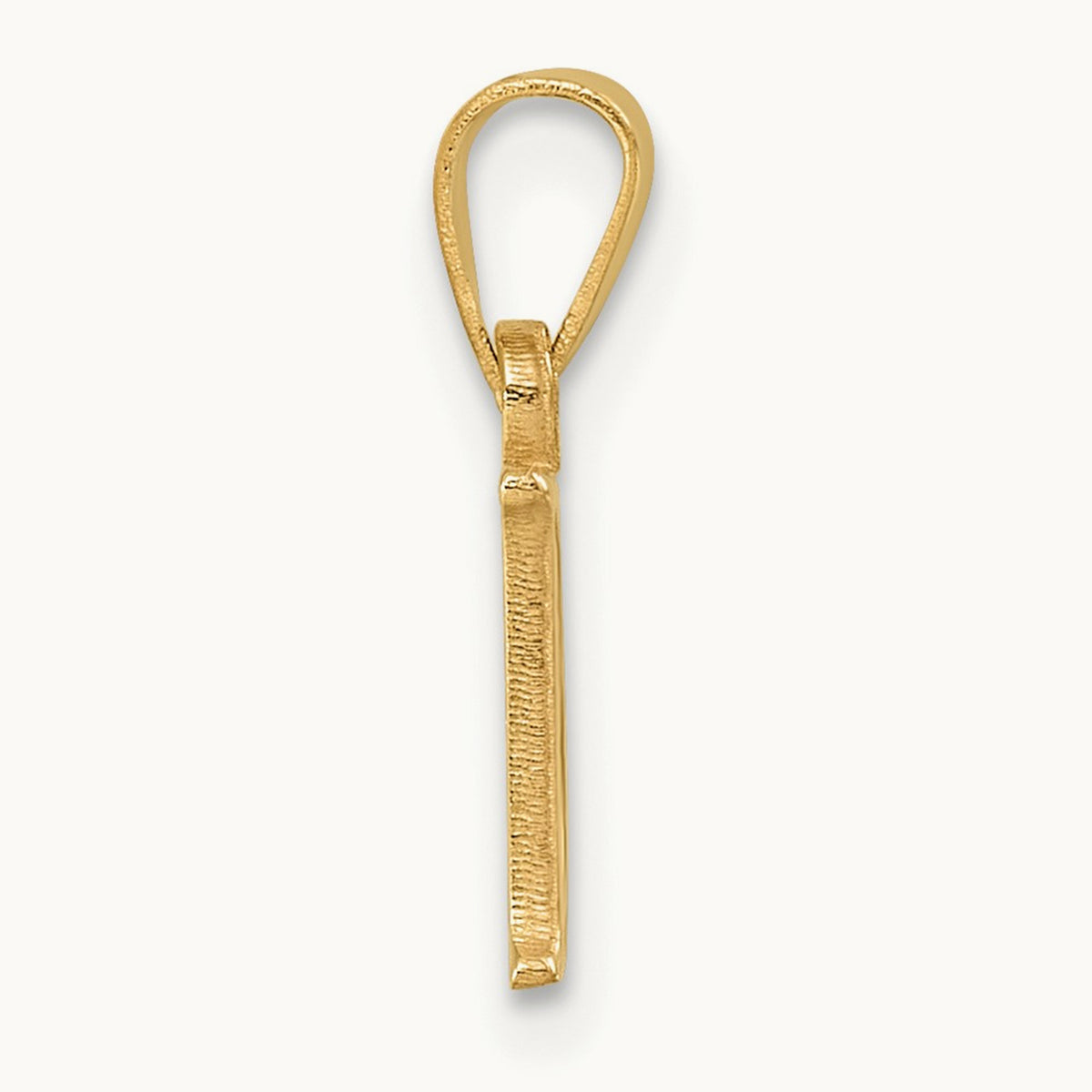 Polished Block Initial Pendant — 14K Yellow Gold, D