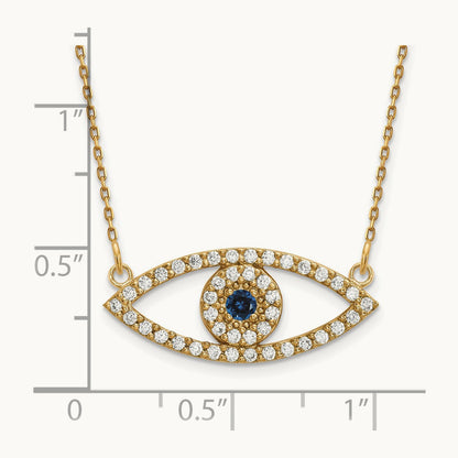 Medium Necklace Diamond and Sapphire Evil Eye, 14K