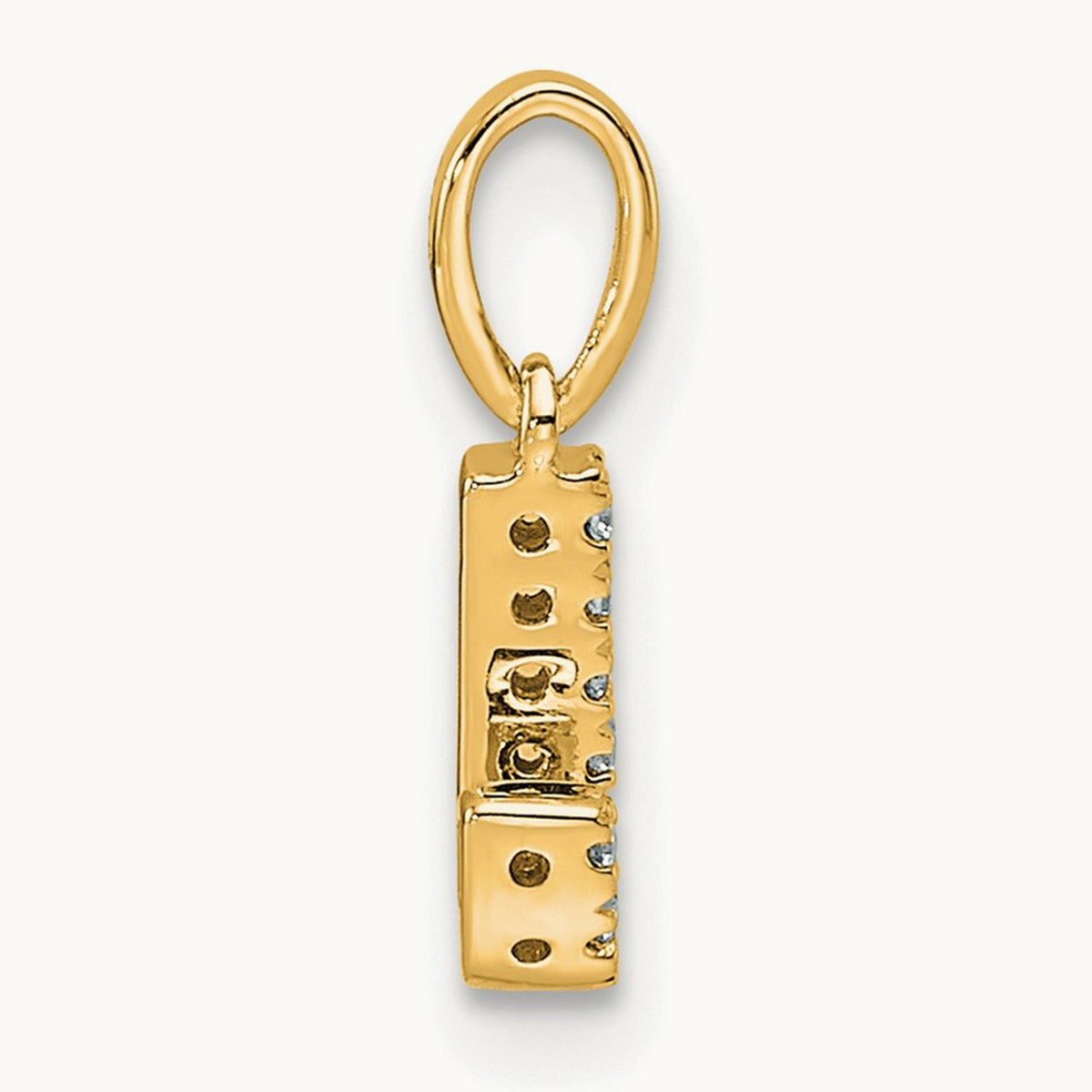 Diamond Initial with Bail Pendant — 14K Yellow Gold, J