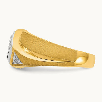 Men's Satin Diamond Complete Ring — 14K Two-Tone Gold