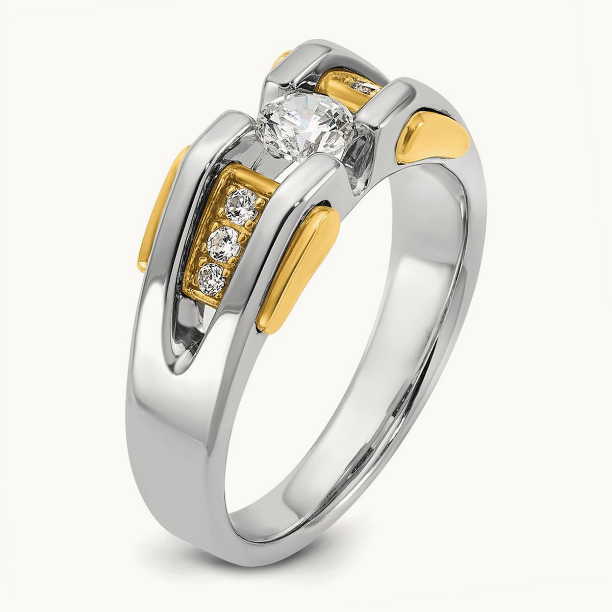 IBGoodman Men's Diamond Complete Ring, 14K Two-tone