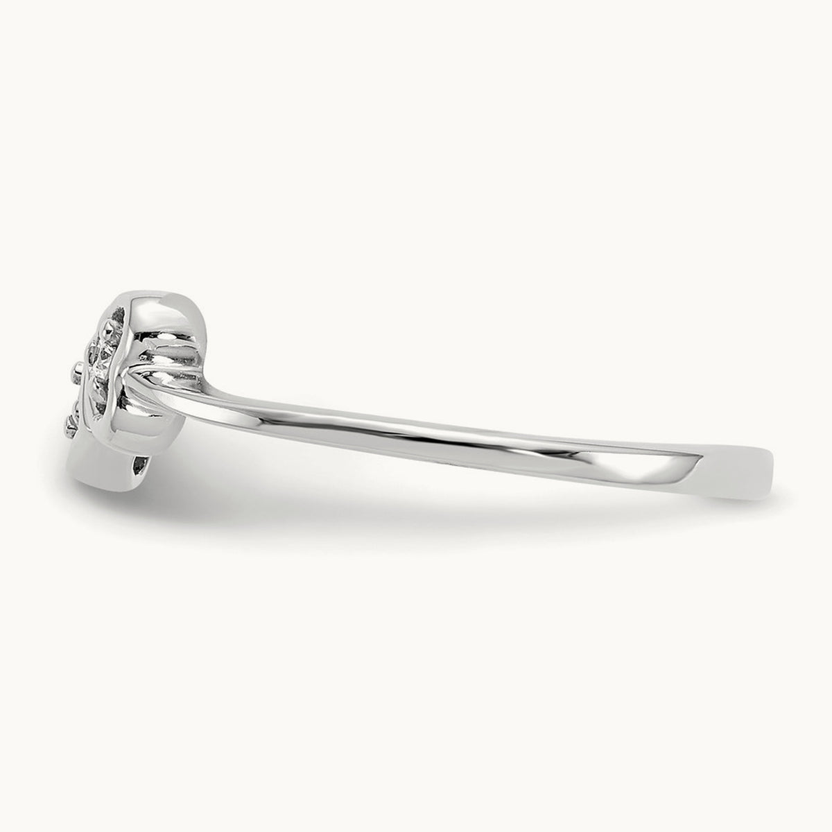 Polished AA Diamond Heart Ring, 14K White Gold