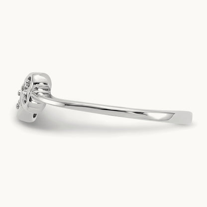 Polished AA Diamond Heart Ring, 14K White Gold