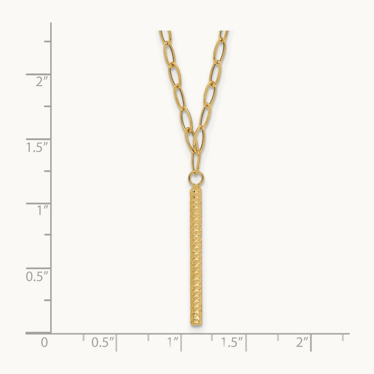 Polished Oval Link D/C Bar Necklace, 14K